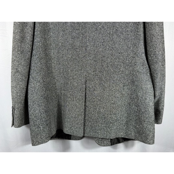 Vintage Versini Mens 46L 100% Silk Blazer Grey Salt and Pepper Tweed Two Button - Picture 9 of 9
